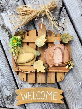 CUTE Thanksgiving PUMPKIN Fall Harvest WELCOME Sign HALLOWEEN